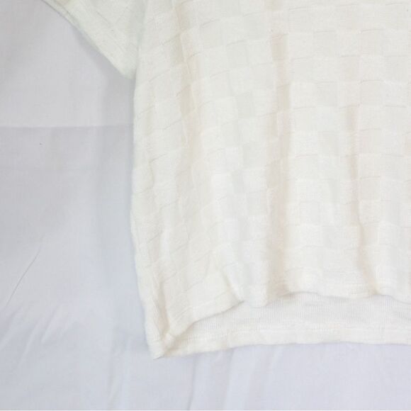 Atelier VM Women's White/ Cream Checkerboard Crop Top XL - Picture 3 of 7